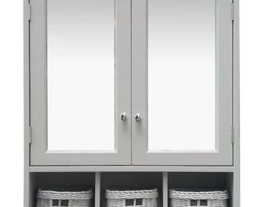 Allen + Roth 24.75-in x 30.25-in Surface Mount Grey Mirrored Soft Close Medicine Cabinet