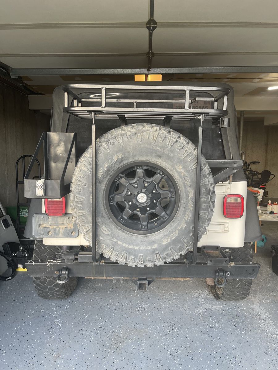 Custom Fabricated Rear Swing-Out Bumper w/ Tire Carrier Cargo Rack for JEEP WRANGLER TJ