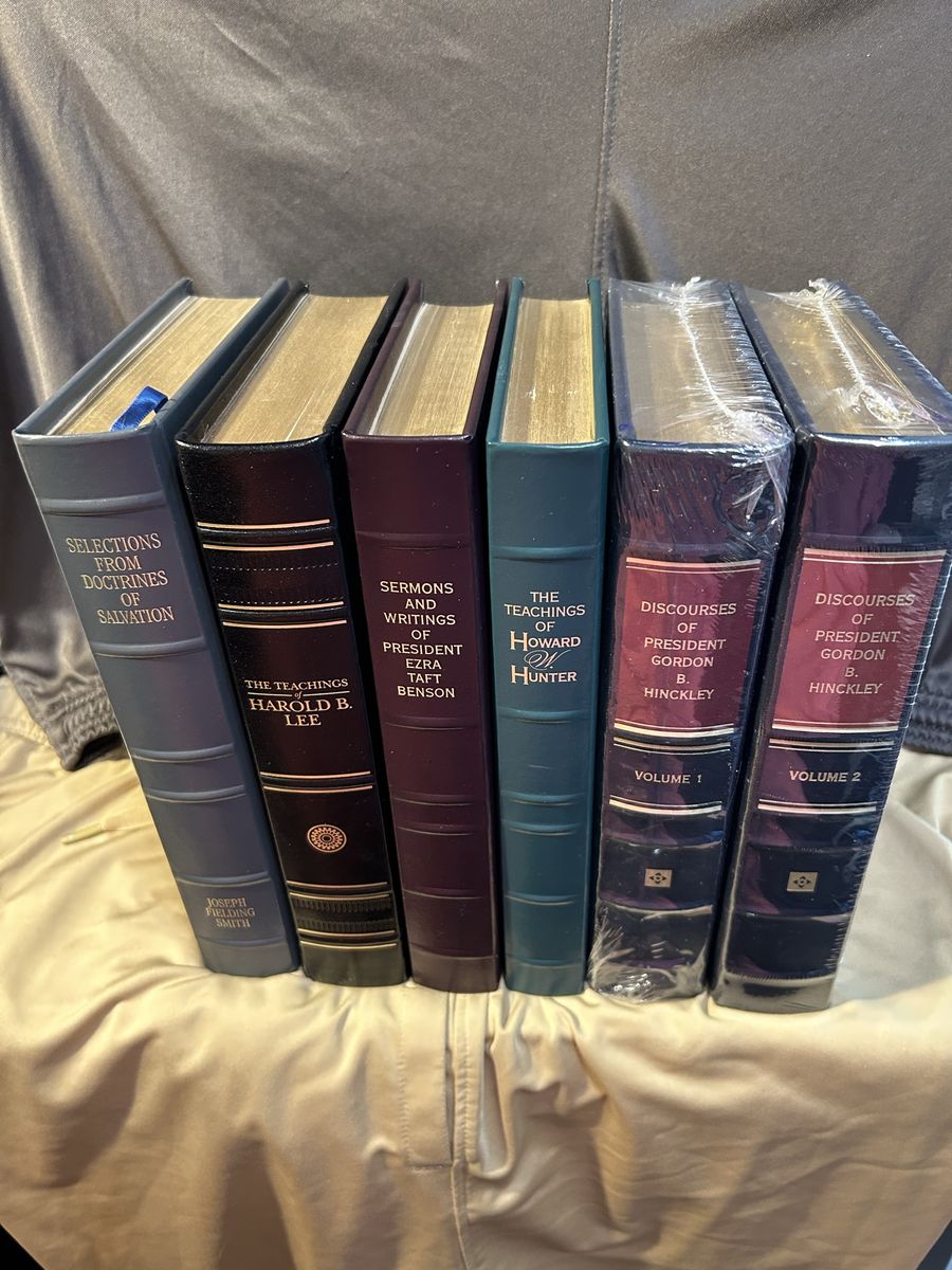 Lot of 6 Leather-bound gold-edged Church Employee Gift Books