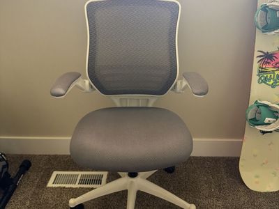 Gray Mesh Ergonomic Office Chair with Armrests and Casters - Excellent Condition