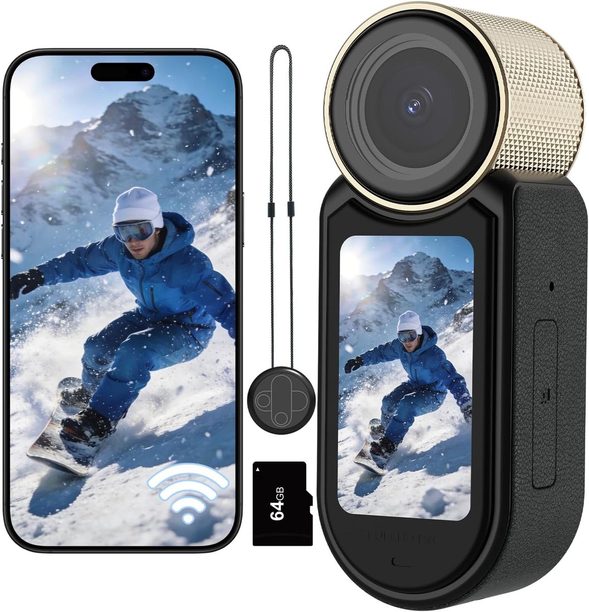 NEW 2.7K 64G Thumb Action Camera Mini Body Camera with Magnetic Lanyard for Hands-Free POV Vlogging Outdoor Sports