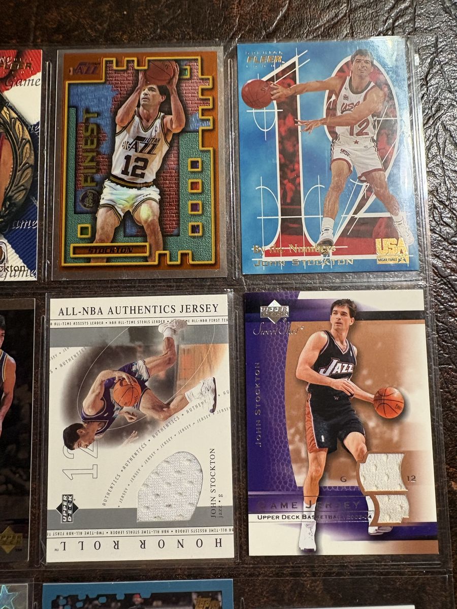 13 pages of John Stockton  Jazz & Team USA Card Lot featuring Game Jersey Relics and many more. Finish your Stockton collection!