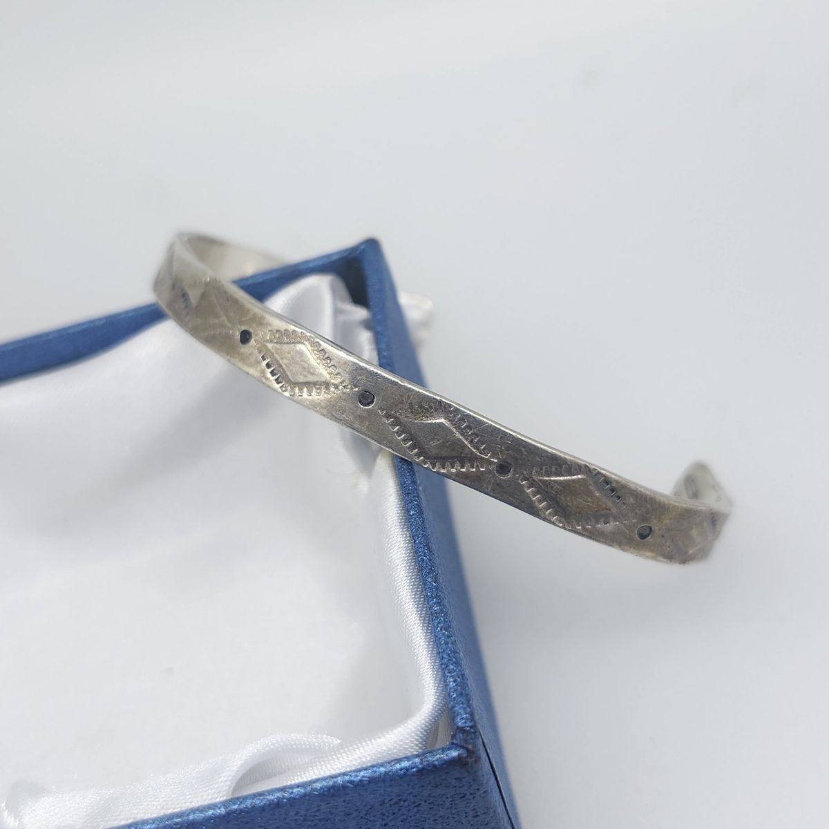 Vintage Navajo Sterling Silver Cuff Bracelet - Signed Native American