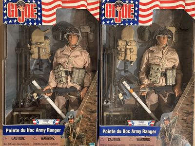 GI JOE - TWO Pointe Du Hoc WWII Ranger, 12" figures