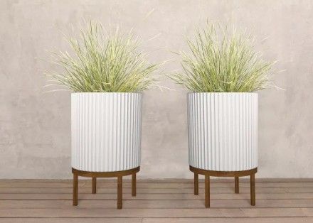 Veradek 21.5in Capri Planter with Wood Stand, 2-pack #102441