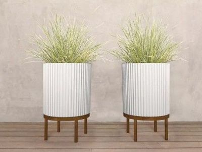 Veradek 21.5in Capri Planter with Wood Stand, 2-pack #102441