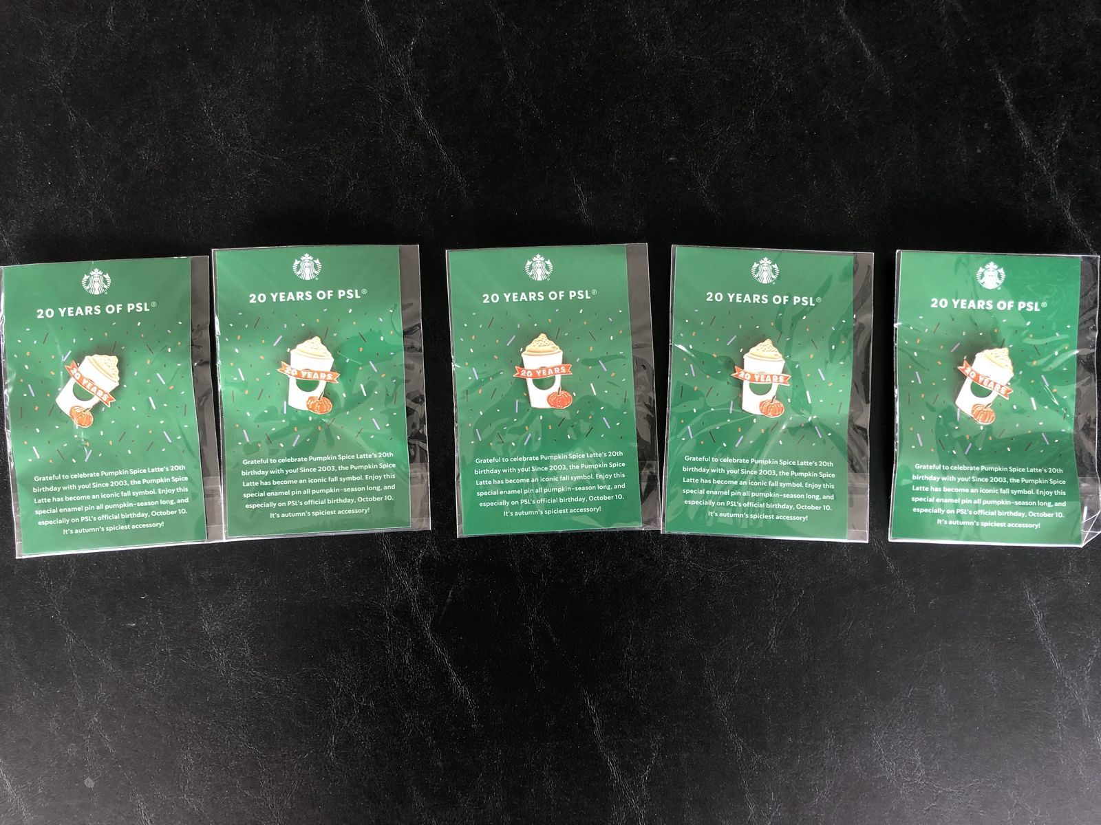 Starbucks Pumpkin Spice Latte PSL 20 Year Anniversary Pins Mugs