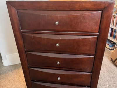 5-Drawer Tall Dresser Cherry Wood
