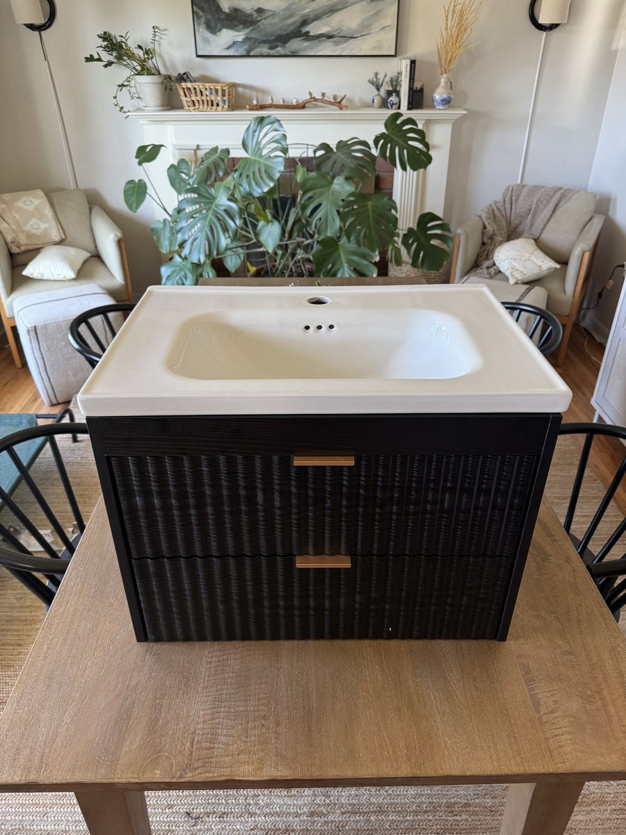 New floating bathroom vanity and sink