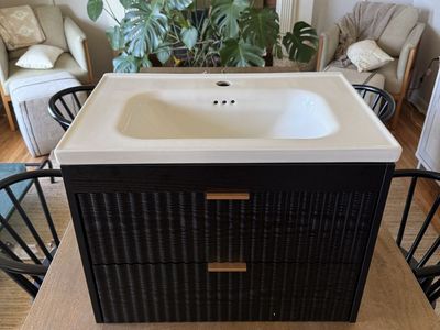 New floating bathroom vanity and sink