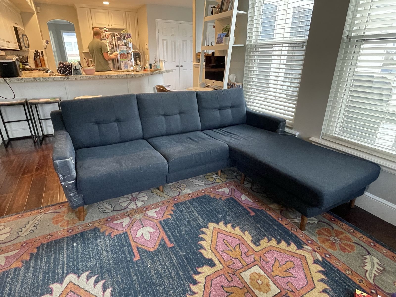 Navy Blue Burrow Couch W Chaise