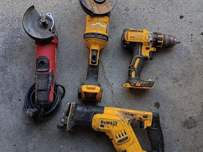 DeWalt Cordless Angle Grinder, Reciprocating Saw, Drill & Milwaukee Corded Angle Grinder