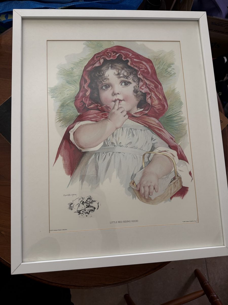 Vintage "Little Red Riding Hood" by Maud Humphrey, Framed Art Print