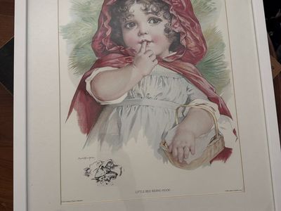 Vintage "Little Red Riding Hood" by Maud Humphrey, Framed Art Print