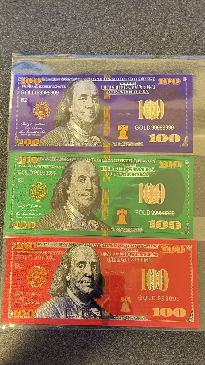 Colored $100 Bill Set