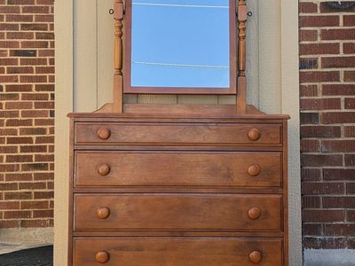 Antique Solid Wood Dresser With Mirror