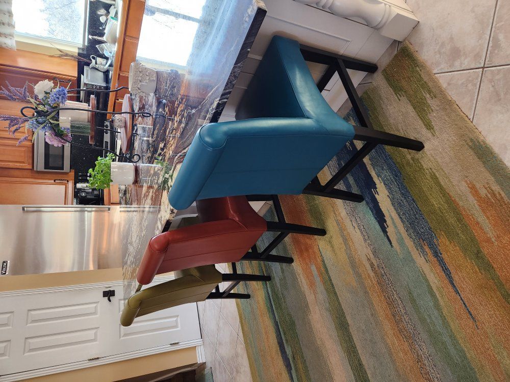 Faux Leather Bar Stools from Grandin Road Black Legs