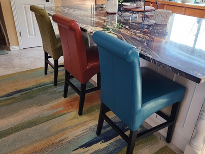 Faux Leather Bar Stools from Grandin Road Black Legs