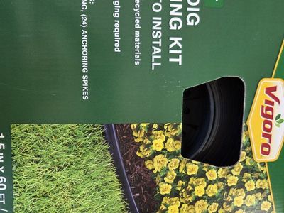 Vigoro 60ft No-Dig Landscape Edging Kit with 24 Anchoring Spikes - Easy Install, Recycled Material