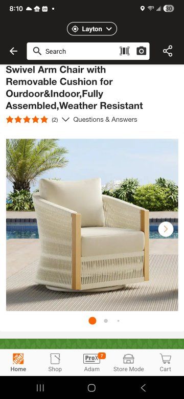outdoor / indoor swivel arm chair