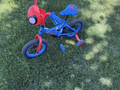 Spider-Man Kids 12" Training Wheel Bike - Blue & Red Bicycle for Young Riders