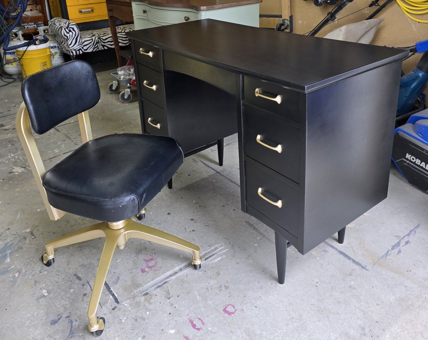 Mid Century Modern Black Desk and Chair!