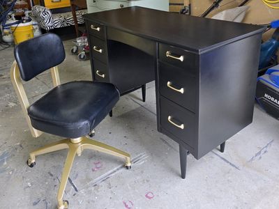 Mid Century Modern Black Desk and Chair!