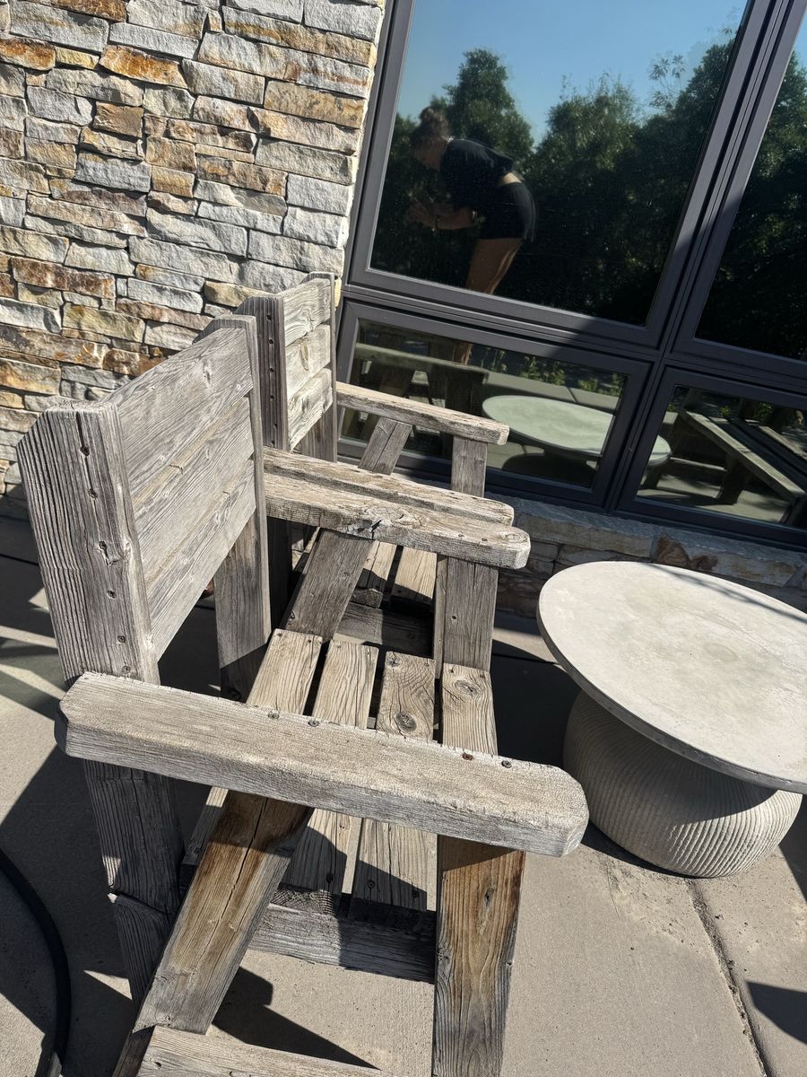 3-Piece Rustic Reclaimed Wood Outdoor Patio Furniture Set