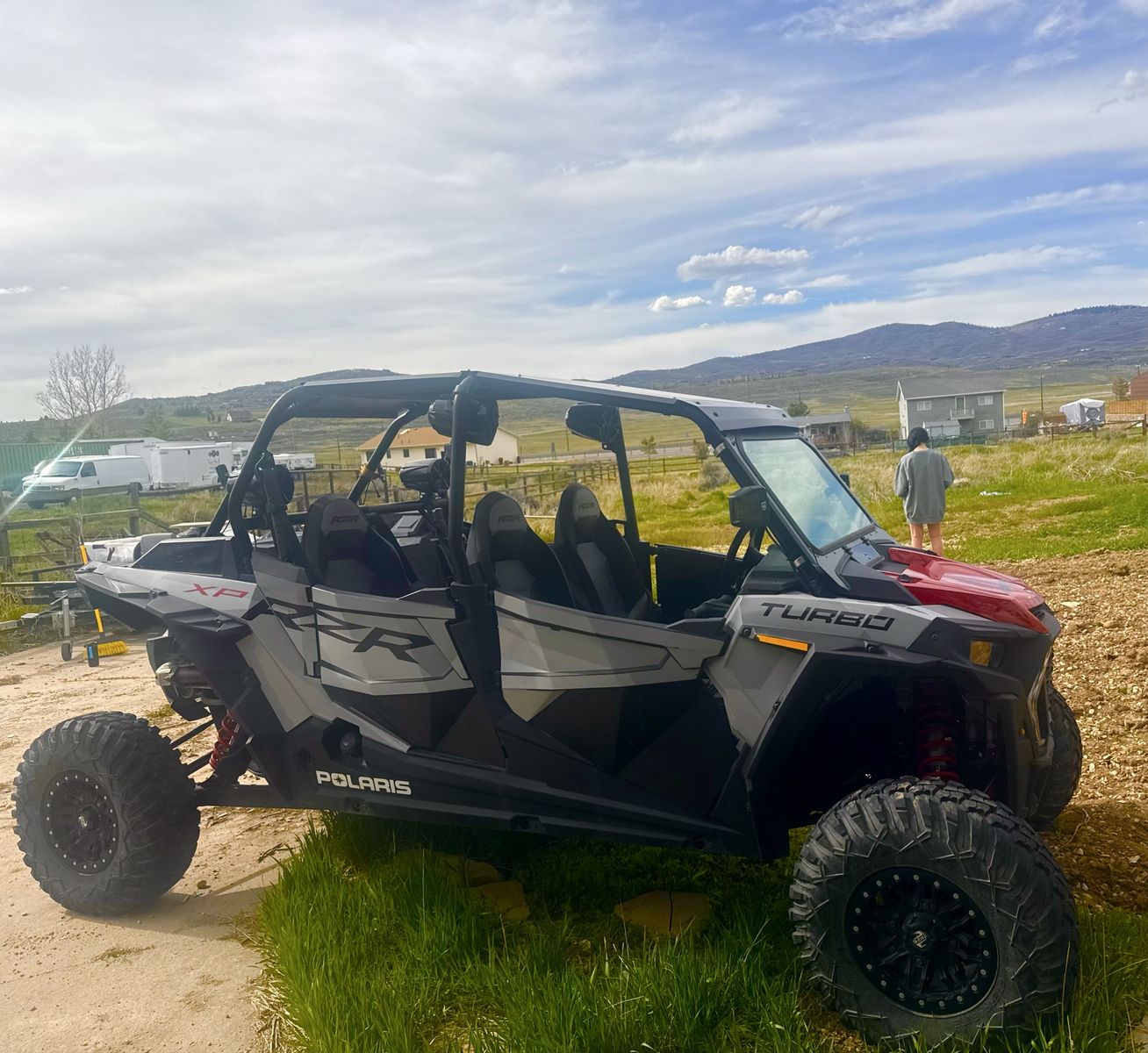 Polaris RZR XP Turbo 4-Seater Side-by-Side UTV - Grey/Red, must sell moving, priced to move quick! Runs great with low hours
