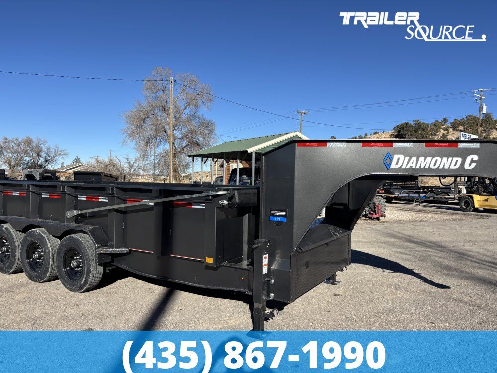 7x16 Diamond C LPT-GN 307 Gooseneck Dump Trailer - 32" Sides - 24K GVWR - 14 Ply Tires, Long Arm Tarp