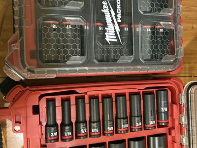 Milwaukee PACKOUT Deep Well Impact Socket Set - SAE & Metric Sizes, 1/2" Drive