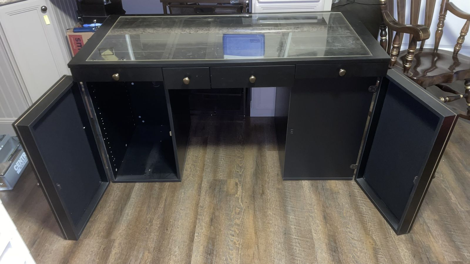 Black Crafting / Scrapbooking Workstation Desk with Storage – 53” Wide