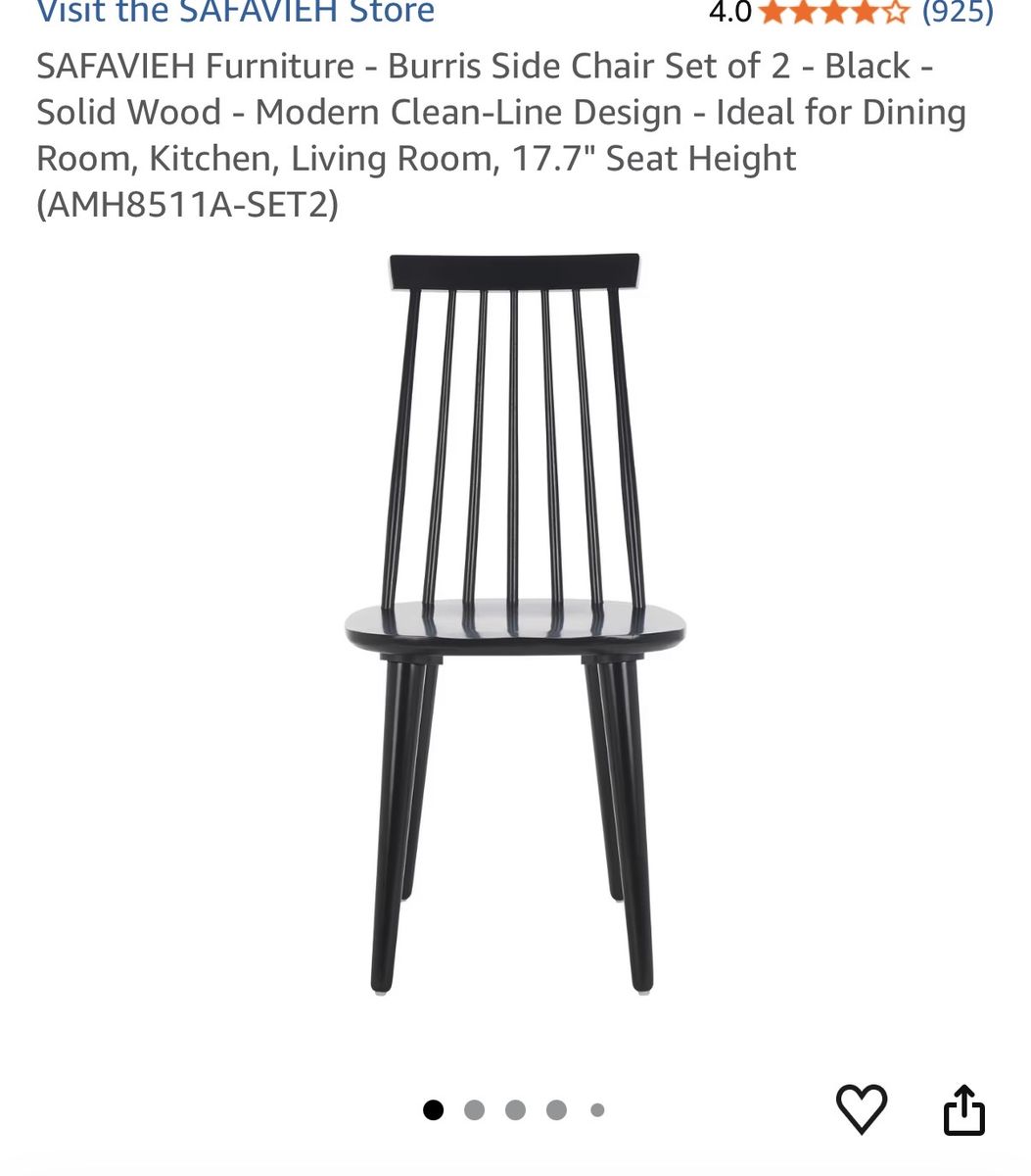 Black Wooden Windsor Dining Chairs - Set of 8 with Spindle Back, 17.7" Seat Height. Almost new