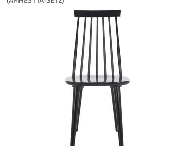 Black Wooden Windsor Dining Chairs - Set of 8 with Spindle Back, 17.7" Seat Height. Almost new