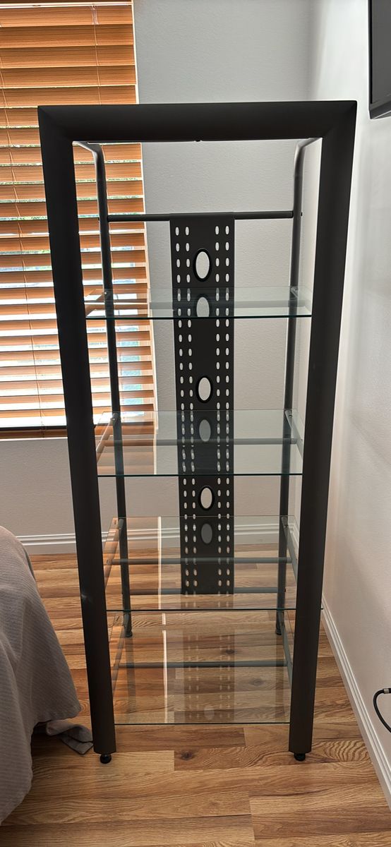 Modern Metal and Glass 5-Tier Audio/Video Component Tower Stand
