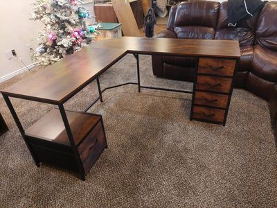 desk l shaped with bookshelf