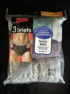 Hanes Men's Tagless Briefs Assorted Colors 3-Pack Size XL