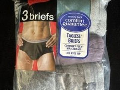 Hanes Men's Tagless Briefs Assorted Colors 3-Pack Size XL