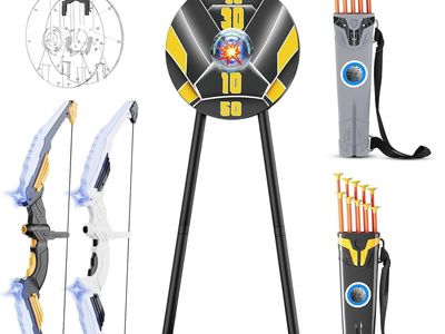 NEW 2 Pack Bow and Arrow for Kids, LED Light Up Archery Set with 20 Suction Cup Arrows&2 Quivers Indoor Outdoor Games