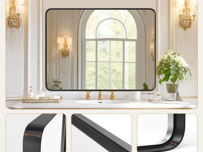 New in box 1 Black Bathroom Vanity Mirror for Wall, 30Lx22W Inch Metal Framed Wall Mirror