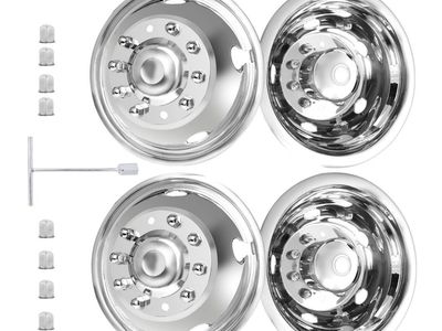 New Full Set Chrome Hubcaps fits Ford F-450-550 2005-20025 Polished Chrome 2 Pc Front 2pc rear