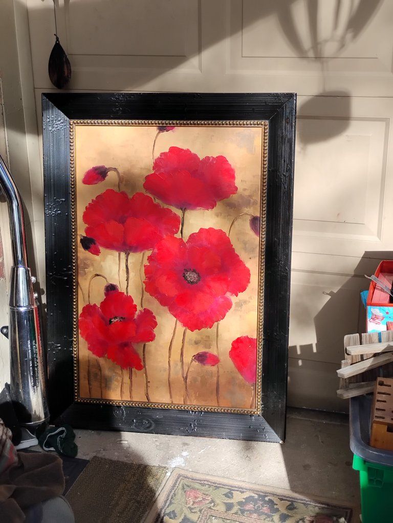 large Painting of Wild Red Poppies Wall Decor