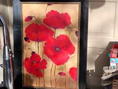 large Painting of Wild Red Poppies Wall Decor