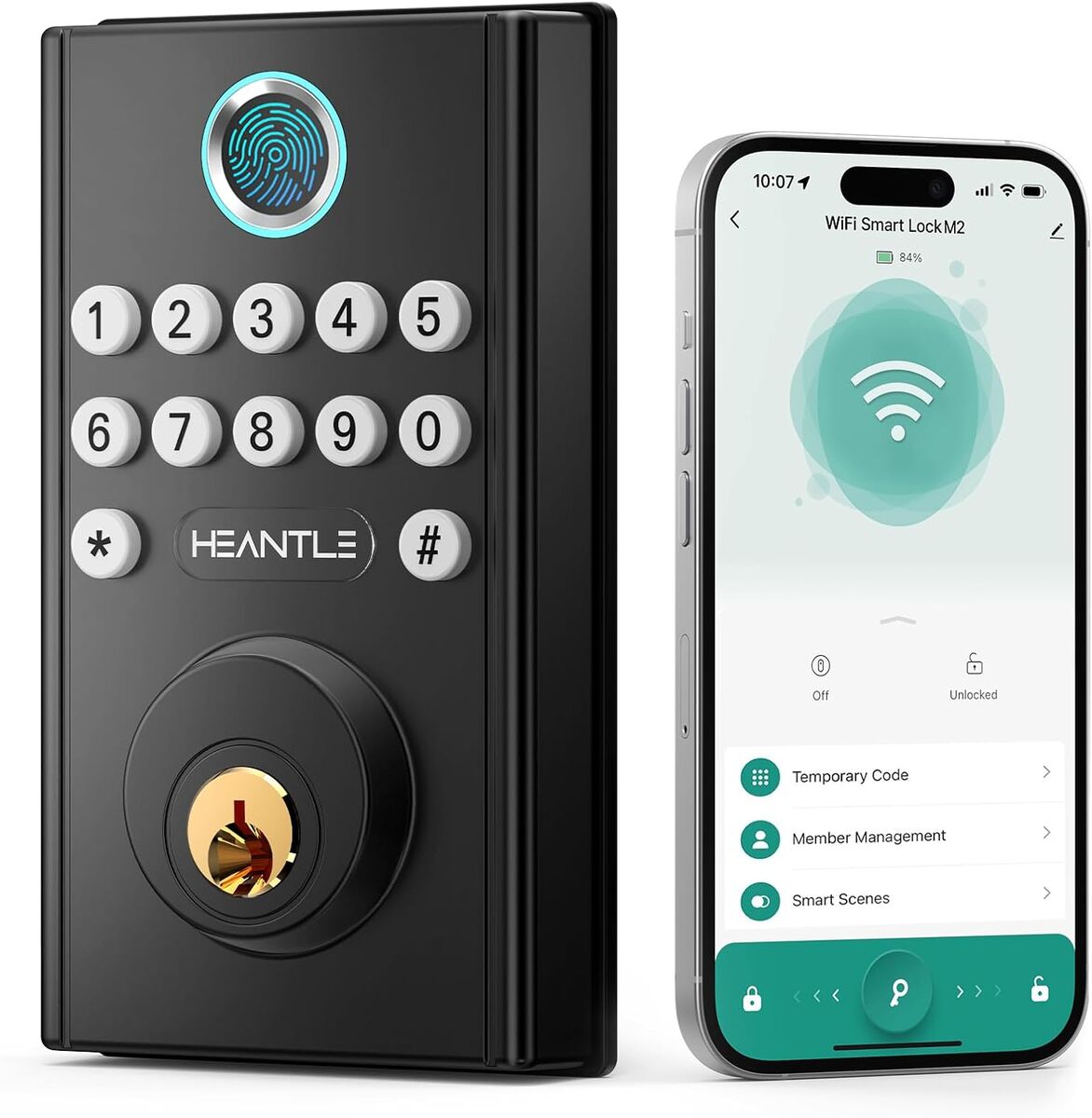 NEW WiFi Smart Lock Front Door - HEANTLE Keyless Entry Door Lock Fingerprint Keypad Bluetooth Alexa App Remote Control