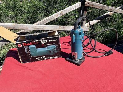 Makita Model 3705 6mm (1/4") Trimmer - Double Insulation Electric Router/Trimmer with wrenches. 50.00