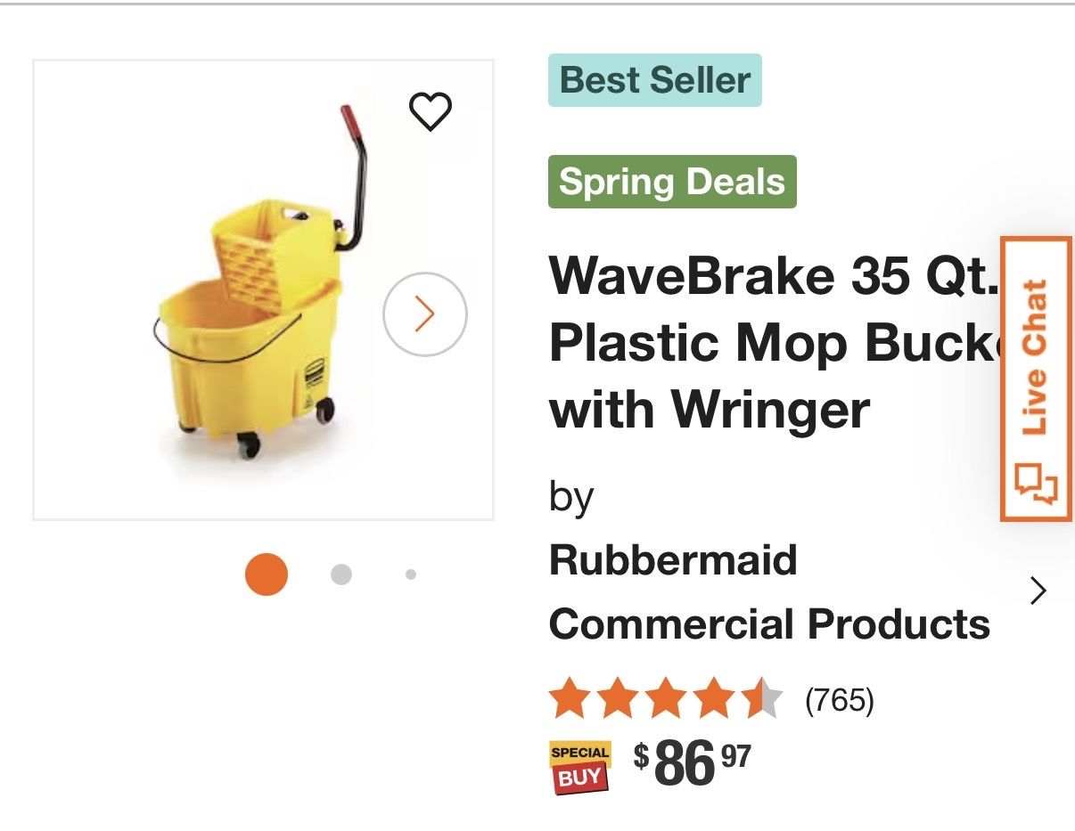 Rubbermaid WaveBrake 35 Quart Mop Bucket w/Wringer