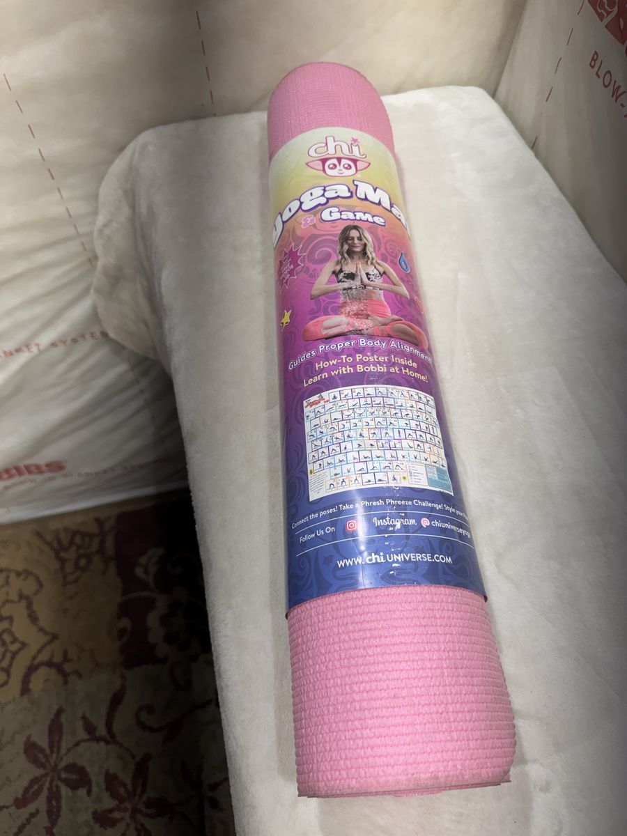 Chi Universe Pink Yoga Mat & Game with Instructional Alignment Poster 72" x 24"