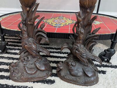 Pair of Antique German Black forest Candle holders