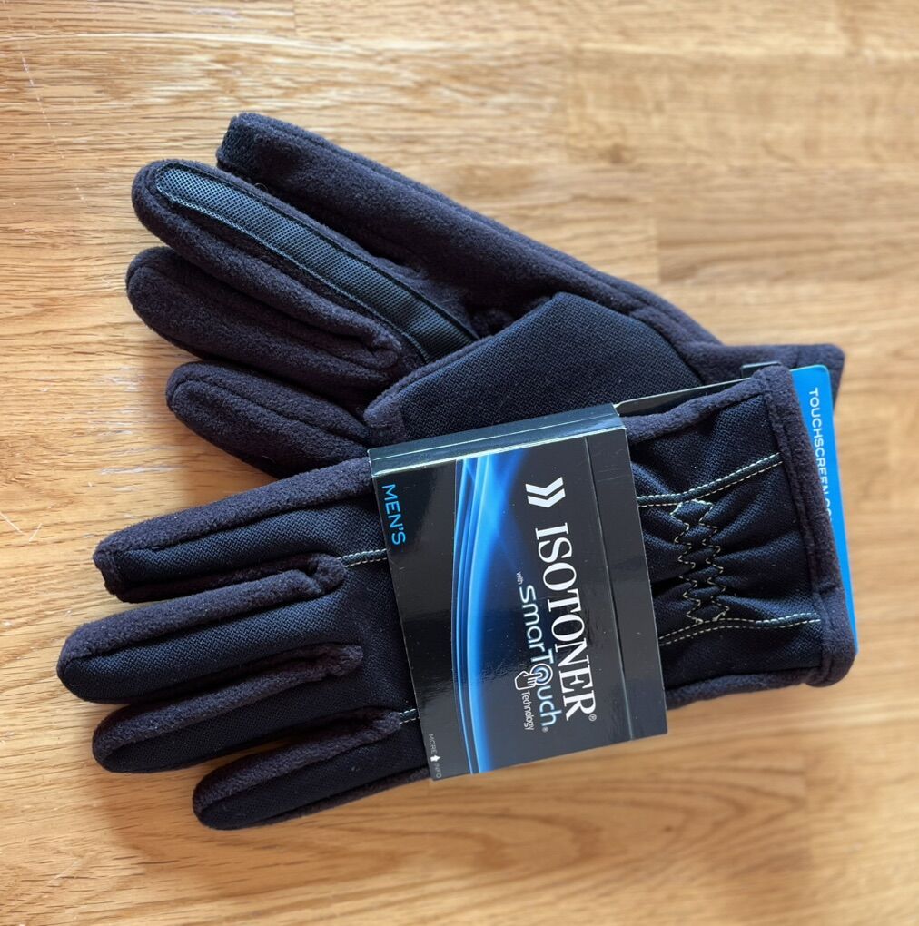 NEW Men's Smart Touch Winter Gloves, Sz L.
