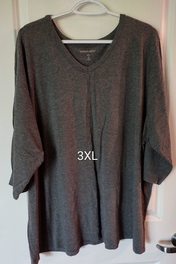 Women Within Gray 3/4 Sleeve V-Neck T-Shirt - Size 3XL, Plus Size Comfort Top